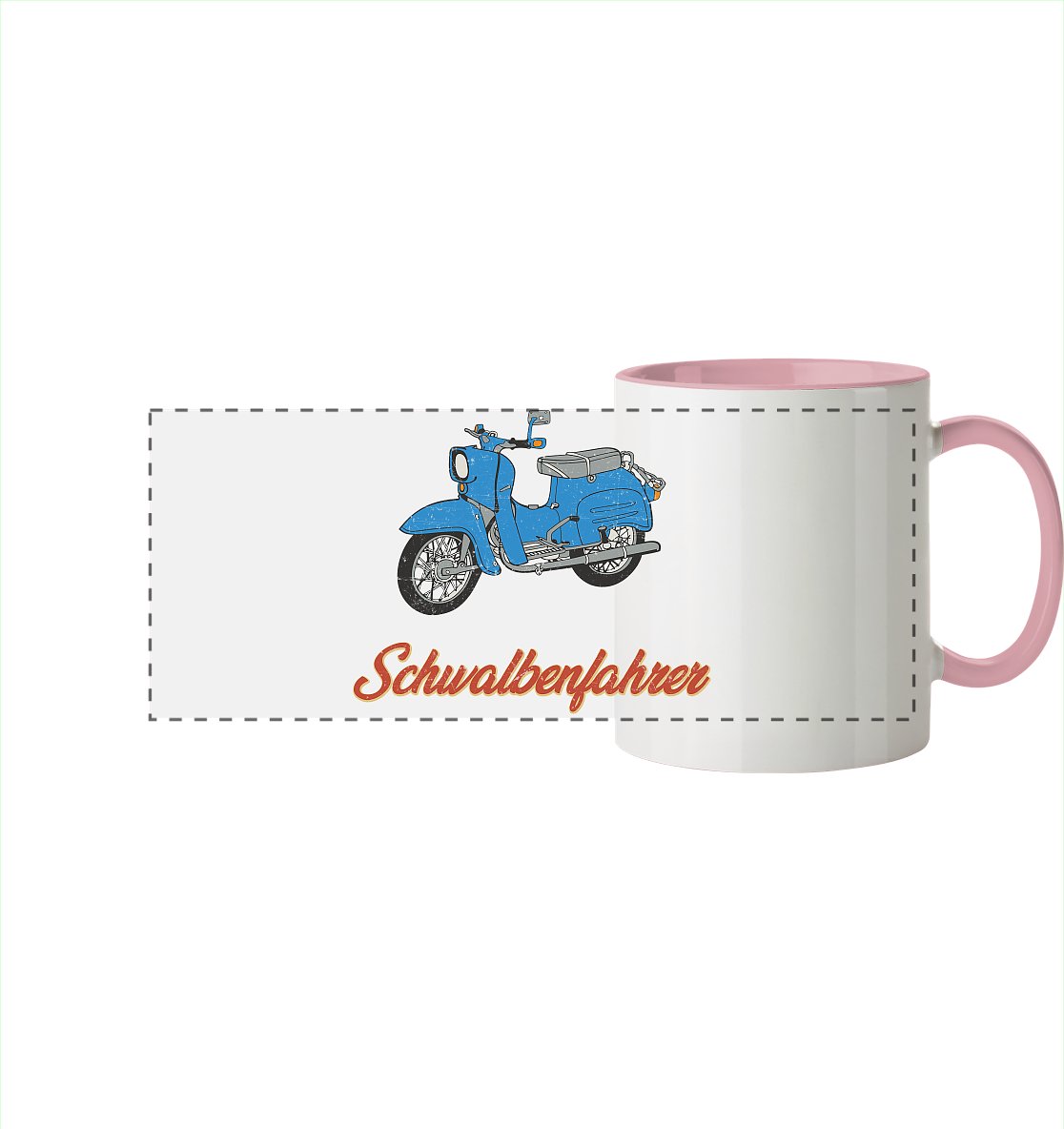 Schwalbenfahrer - Simson Schwalbe - Panorama Tasse zweifarbig