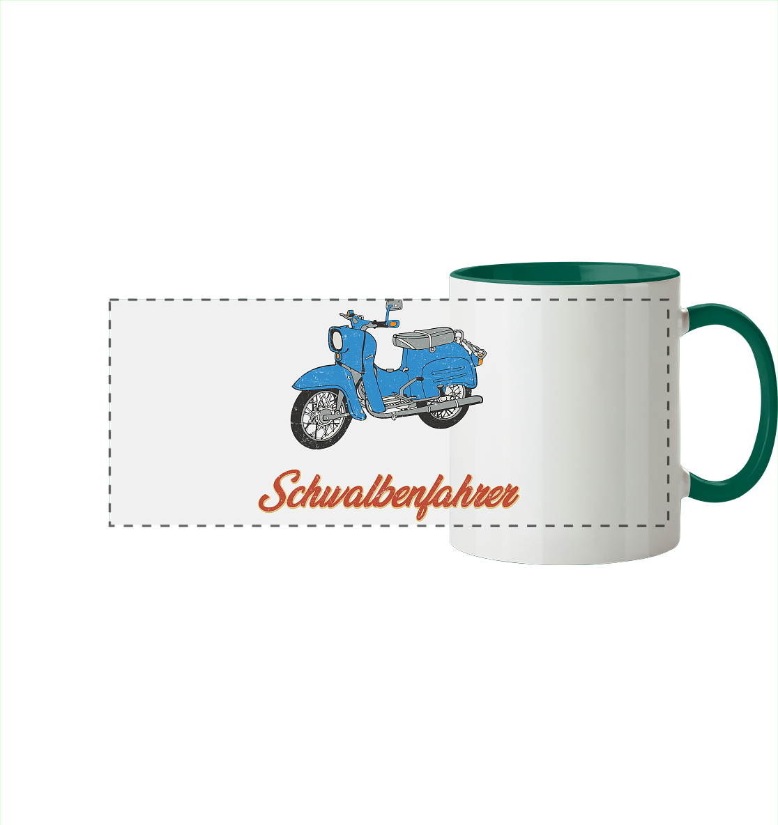 Schwalbenfahrer - Simson Schwalbe - Panorama Tasse zweifarbig