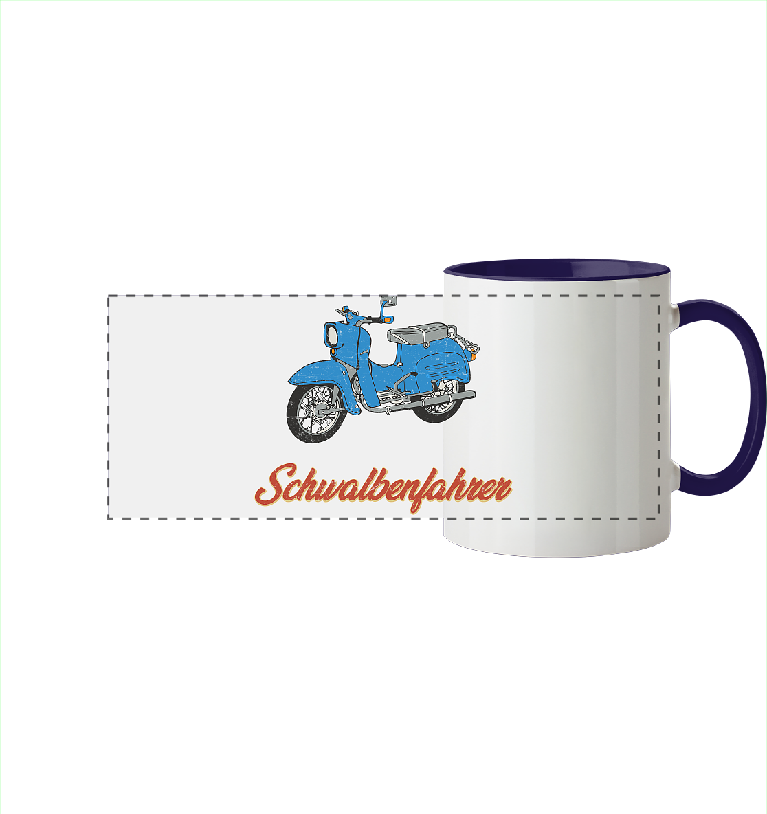 Schwalbenfahrer - Simson Schwalbe - Panorama Tasse zweifarbig