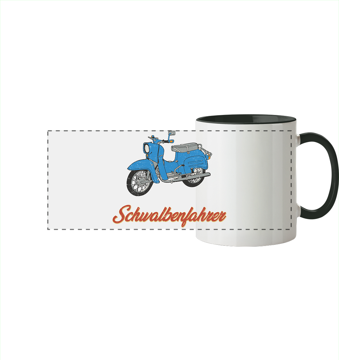 Schwalbenfahrer - Simson Schwalbe - Panorama Tasse zweifarbig