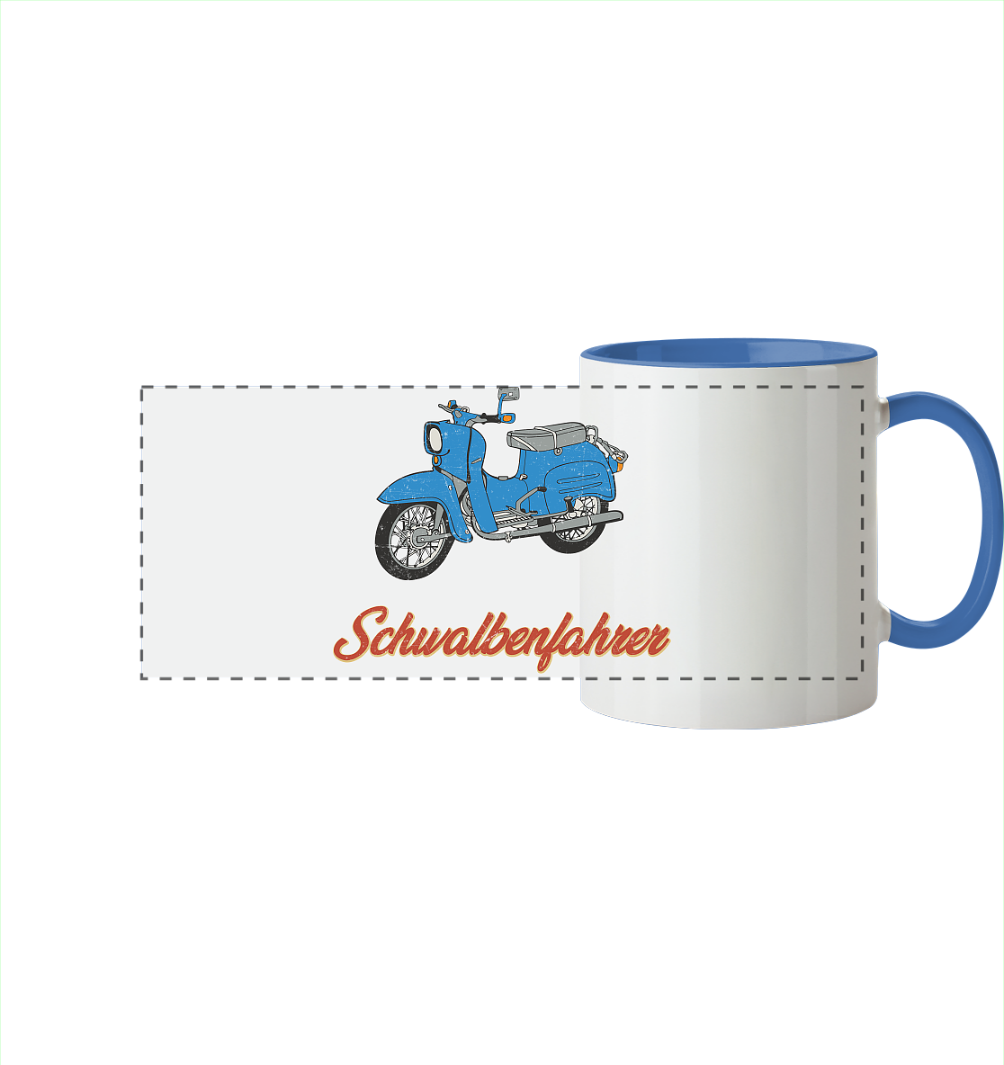 Schwalbenfahrer - Simson Schwalbe - Panorama Tasse zweifarbig