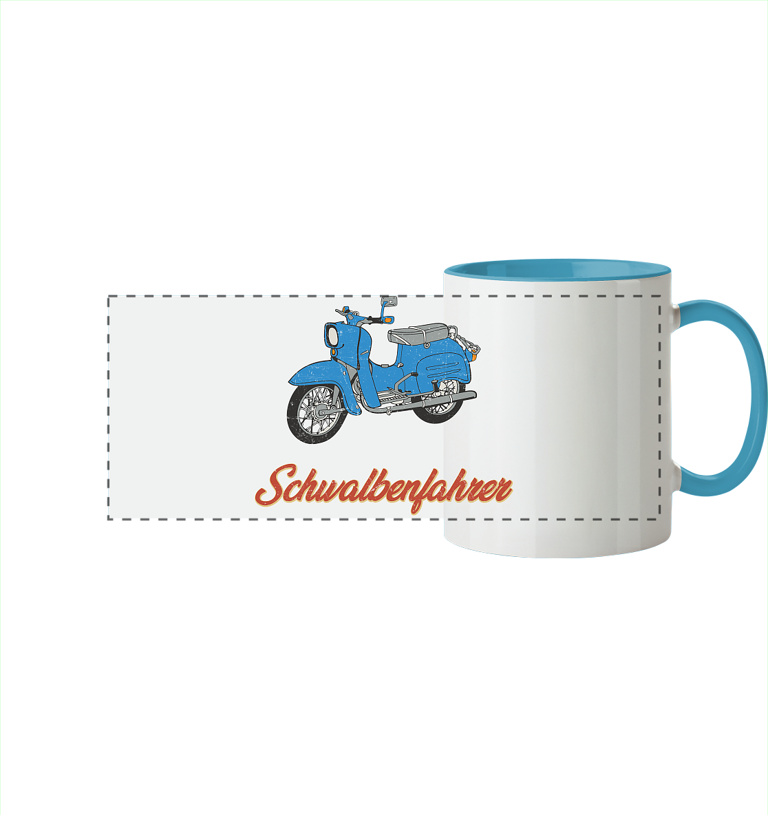 Schwalbenfahrer - Simson Schwalbe - Panorama Tasse zweifarbig