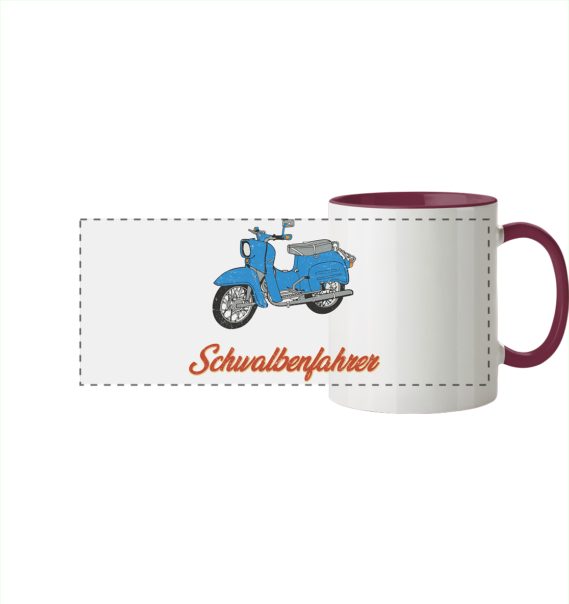 Schwalbenfahrer - Simson Schwalbe - Panorama Tasse zweifarbig