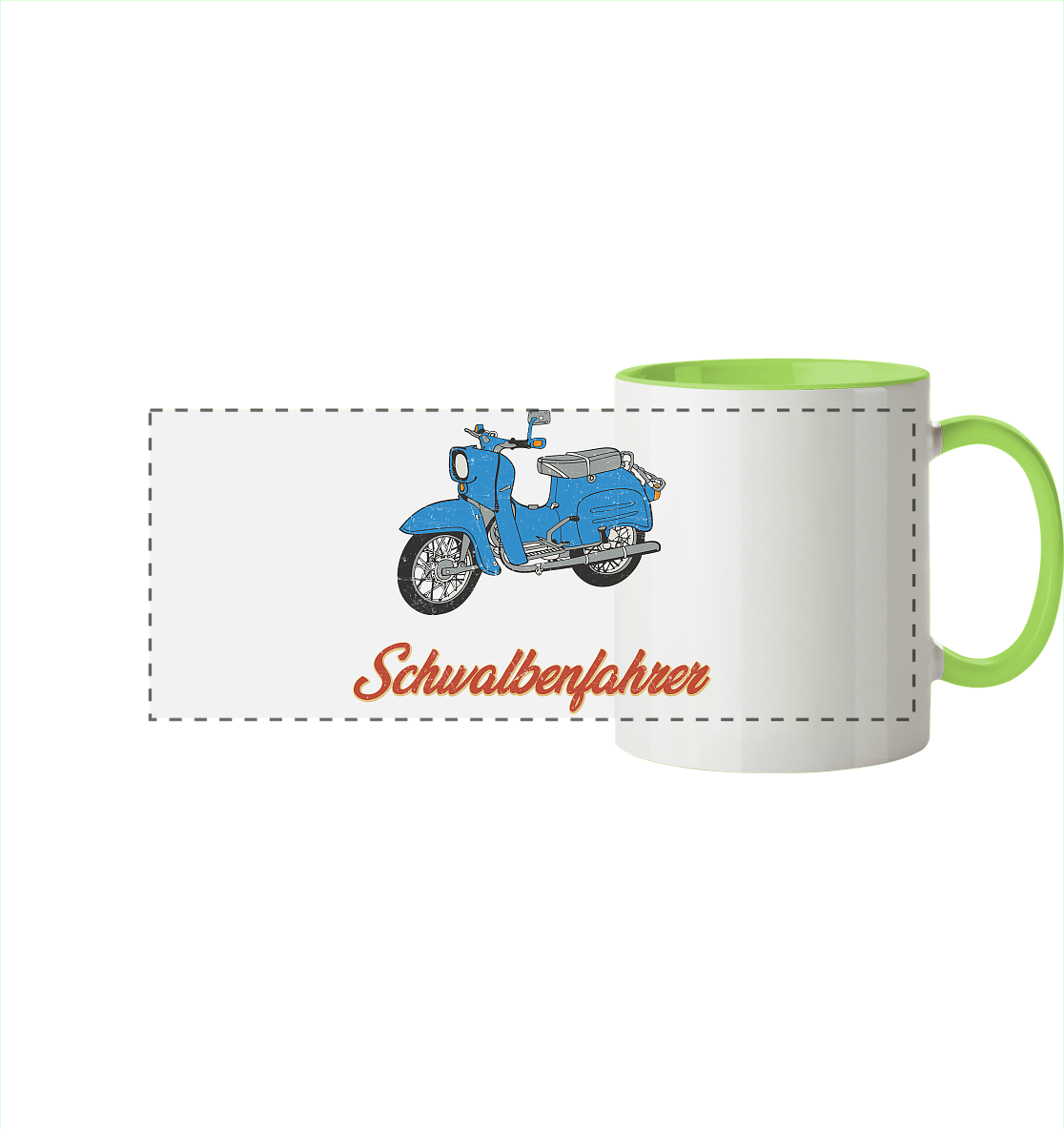 Schwalbenfahrer - Simson Schwalbe - Panorama Tasse zweifarbig