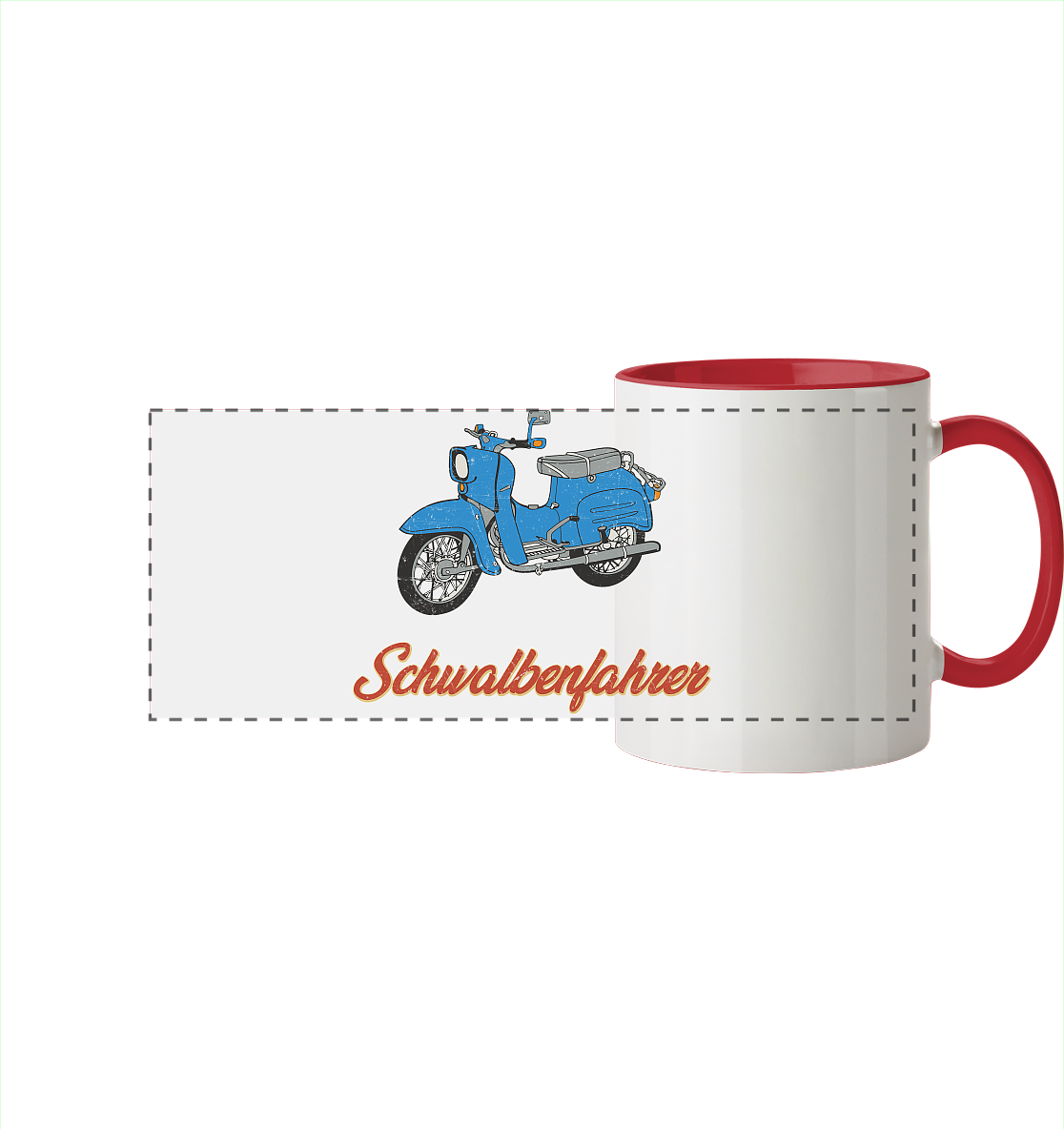 Schwalbenfahrer - Simson Schwalbe - Panorama Tasse zweifarbig