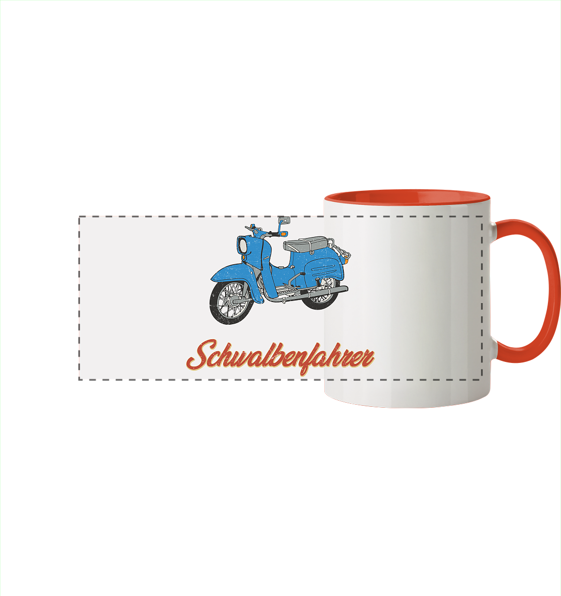 Schwalbenfahrer - Simson Schwalbe - Panorama Tasse zweifarbig