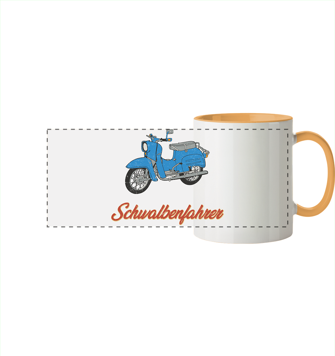 Schwalbenfahrer - Simson Schwalbe - Panorama Tasse zweifarbig
