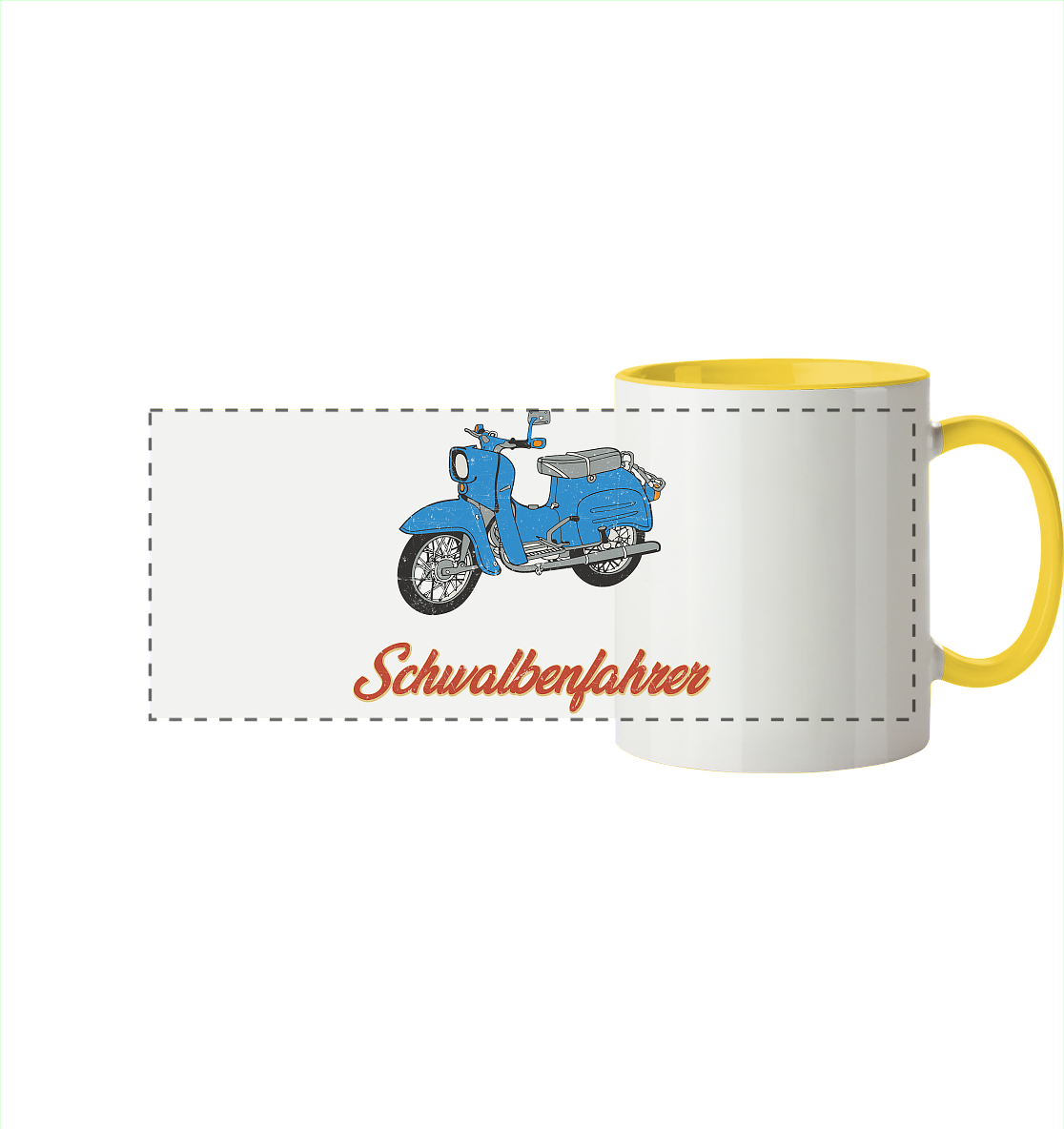 Schwalbenfahrer - Simson Schwalbe - Panorama Tasse zweifarbig