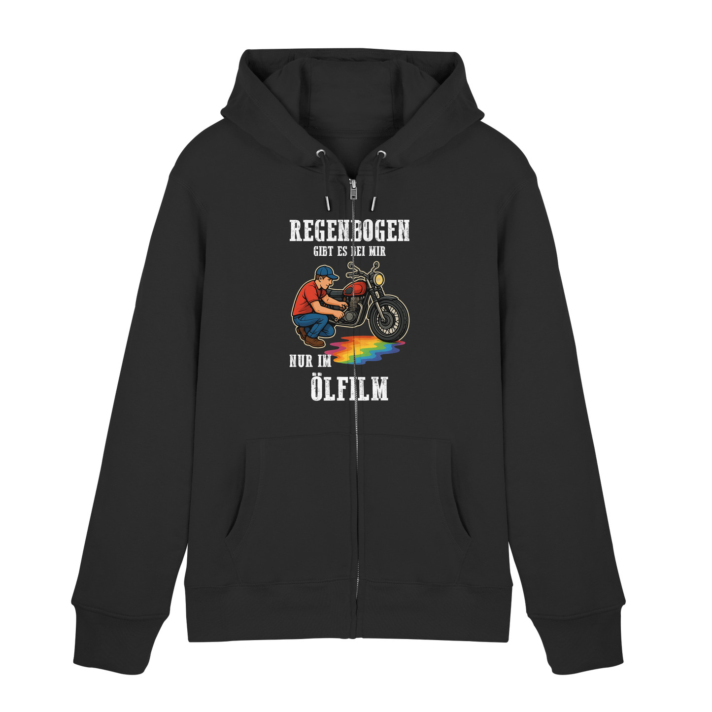 Regenbogen gibt es bei mir nur im Ölfilm Biker Motorrad Schrauber Zipper Jacke