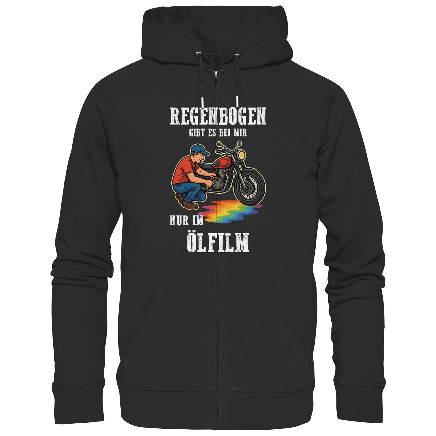 Regenbogen gibt es bei mir nur im Ölfilm Biker Motorrad Schrauber Zipper Jacke